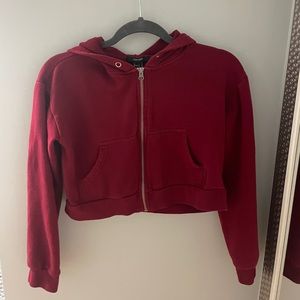 Forever 21 Cropped Zip Up Sweatshirt
